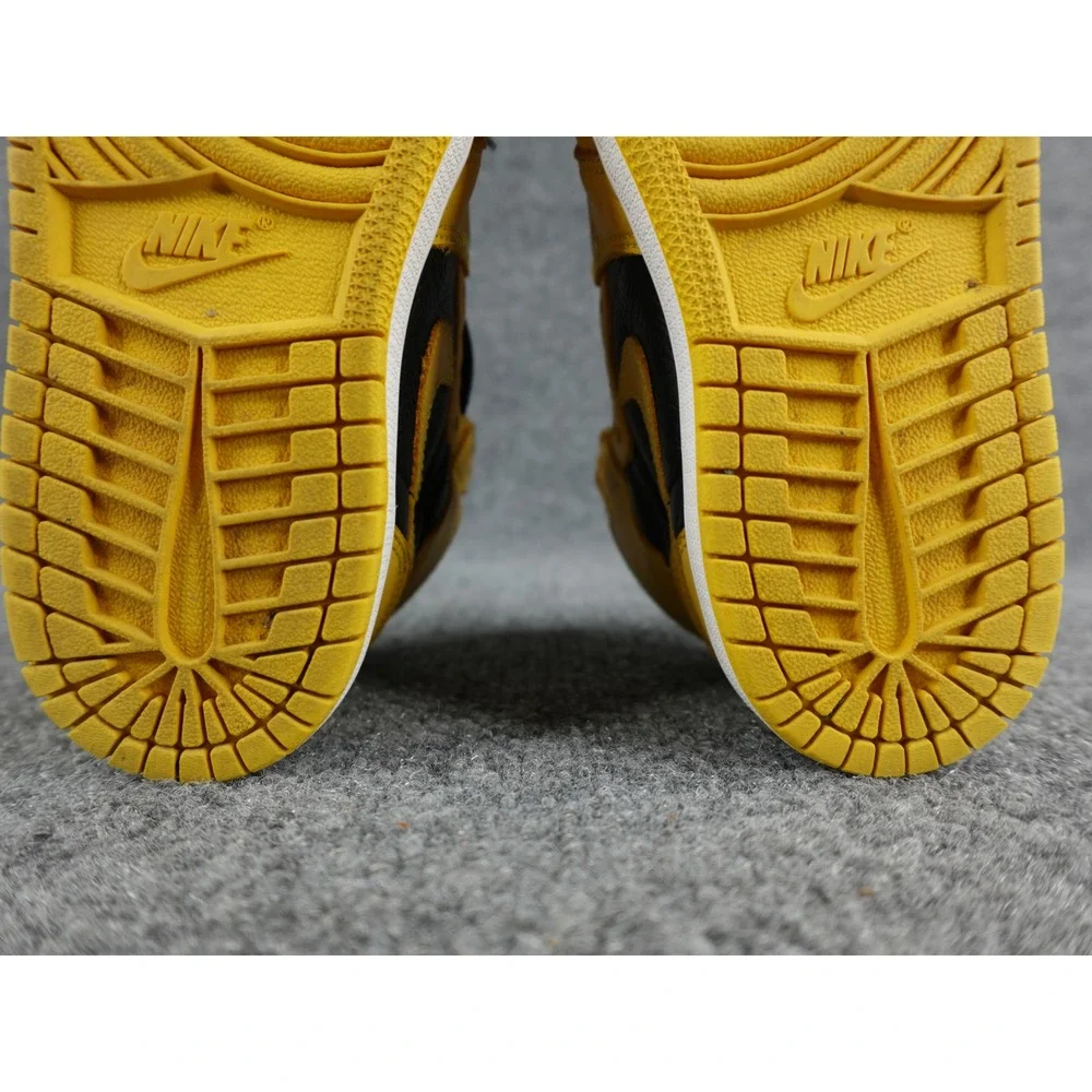 Air Jordan 1 High OG Kids Yellow Black Leather‎ Sneakers Sz 1Y